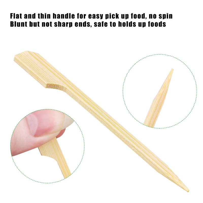 Hysagtek 400 Pcs 3.5 Inch Bamboo Skewers Wood Paddle Picks Cocktail Toothpicks Wooden Bamboo Skewers Toothpicks for Cocktail, Appetizers, Fruit, Sandwich, Grilling, Barbeque, Snacks - Image 4